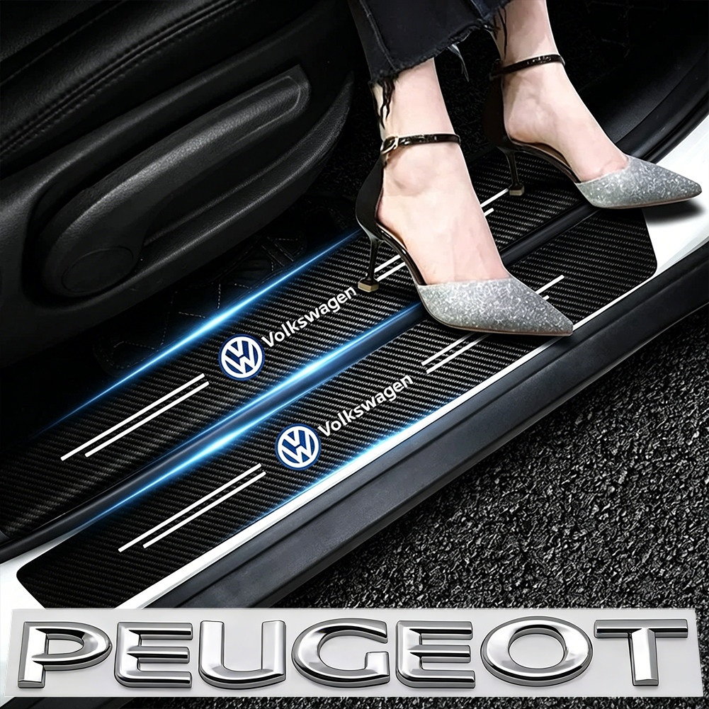 1/4/5Pcs Car Door Sill Scuff P - Crepe Pan Carbon บทวิจารณ์และราคา