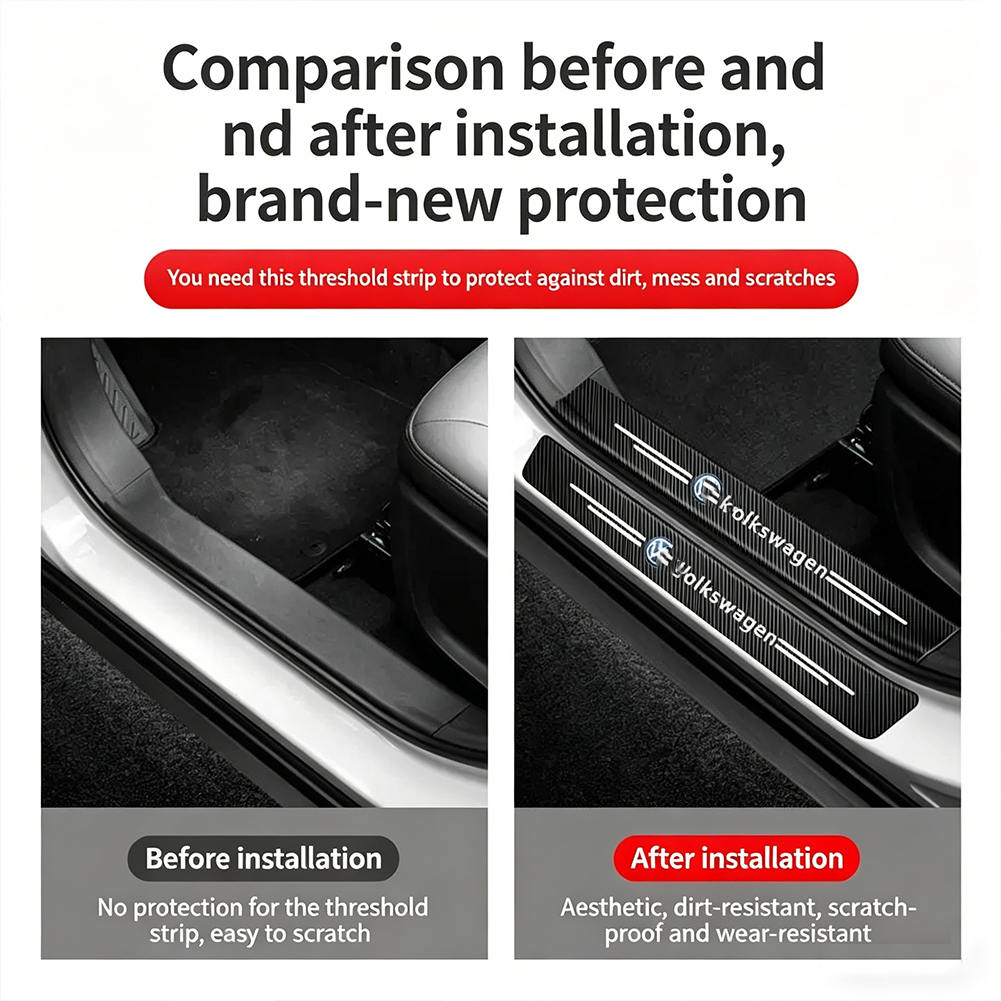 1/4/5Pcs Car Door Sill Scuff P - Crepe Pan Carbon บทวิจารณ์และราคา
