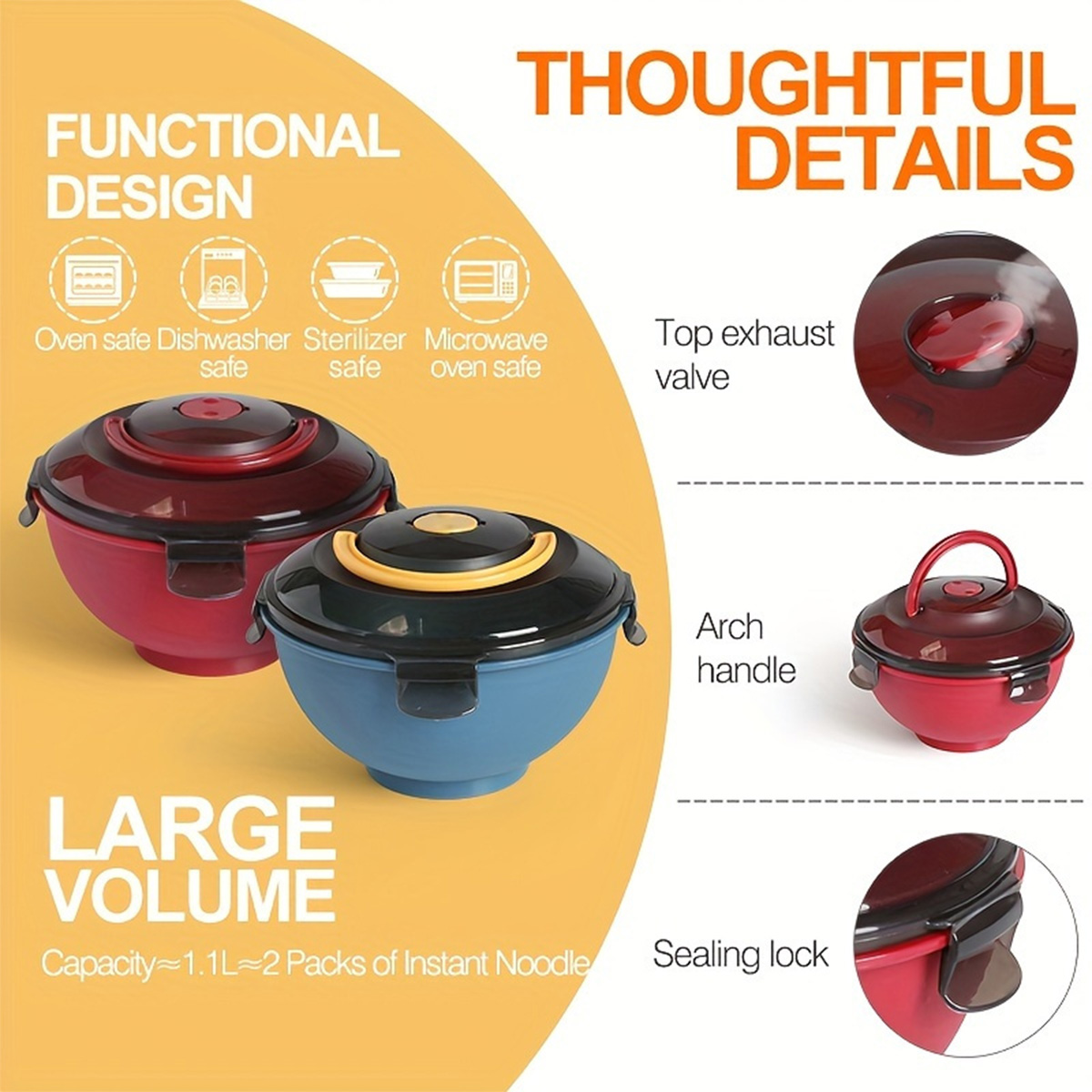 Portable Salad Noodle Soup Bow - Dim Sum Basket บทวิจารณ์และราคา