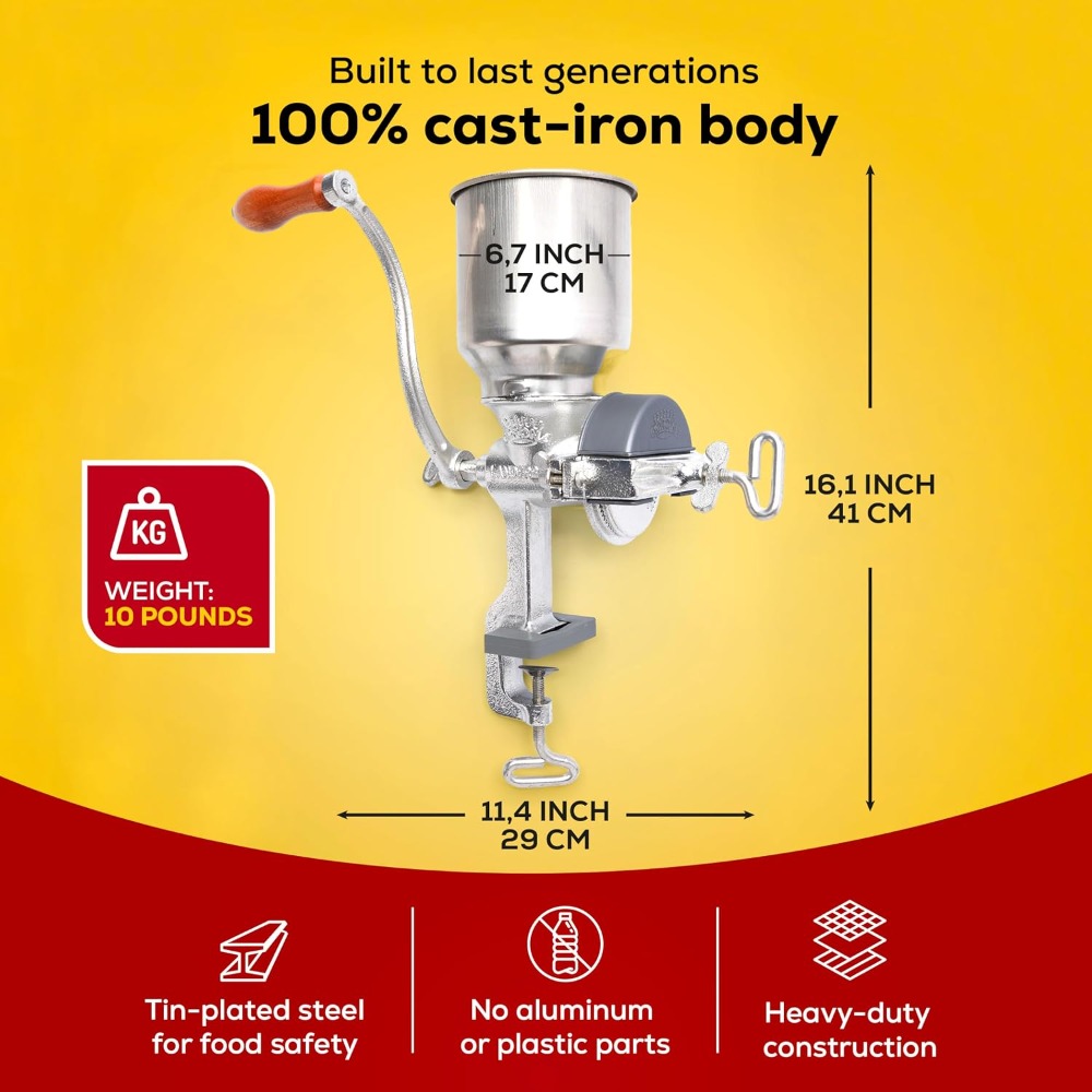 Manual Grain Mill for Corn, Wh - Cast Iron Corn บทวิจารณ์และราคา