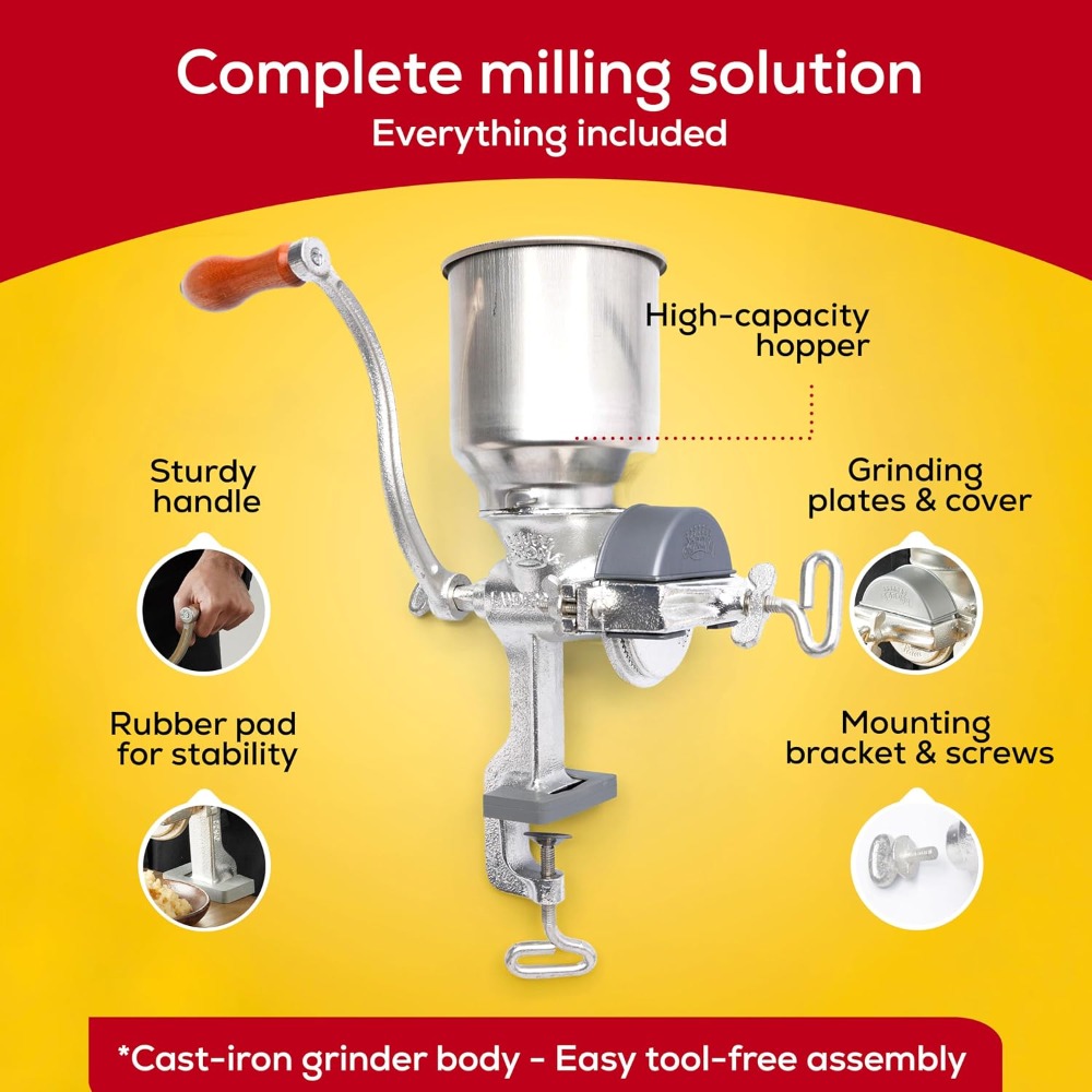 Manual Grain Mill for Corn, Wh - Cast Iron Corn บทวิจารณ์และราคา