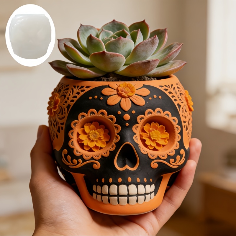 Flower relief skull succulent  - Potsticker Mold บทวิจารณ์และราคา