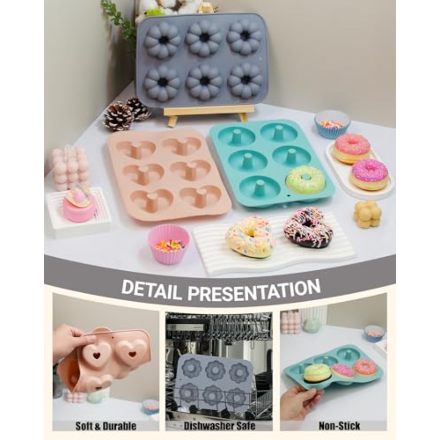 3 Pack Silicone Donut Pan for  - Donut Mold Silicone บทวิจารณ์และราคา