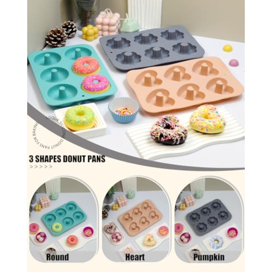 3 Pack Silicone Donut Pan for  - Donut Mold Silicone บทวิจารณ์และราคา
